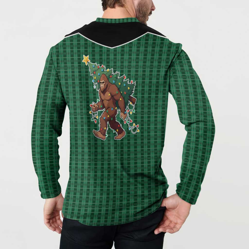 Western Yoke Button Sweatshirt Bigfoot Xmas Cowboy Style - Wonder Print Shop