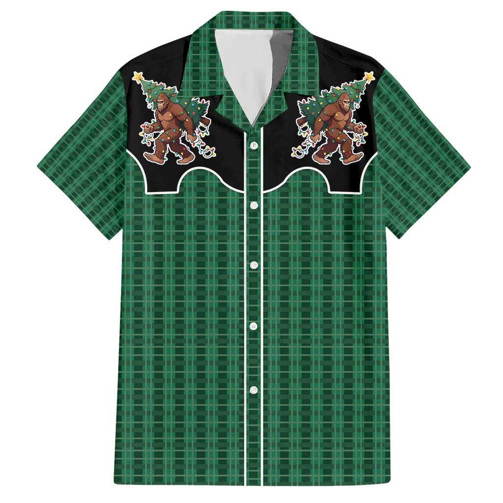 Western Yoke Hawaiian Shirt Bigfoot Xmas Cowboy Style - Wonder Print Shop