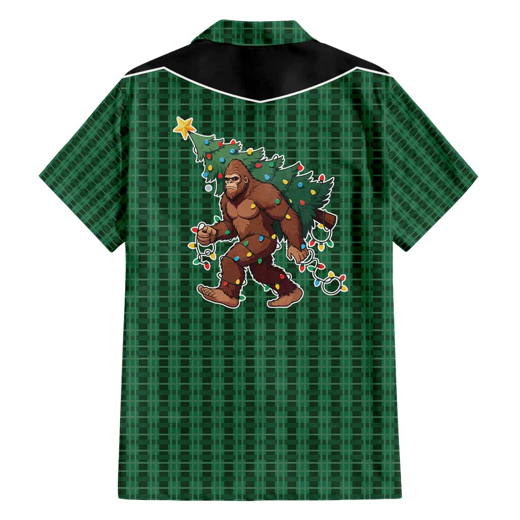 Western Yoke Hawaiian Shirt Bigfoot Xmas Cowboy Style - Wonder Print Shop