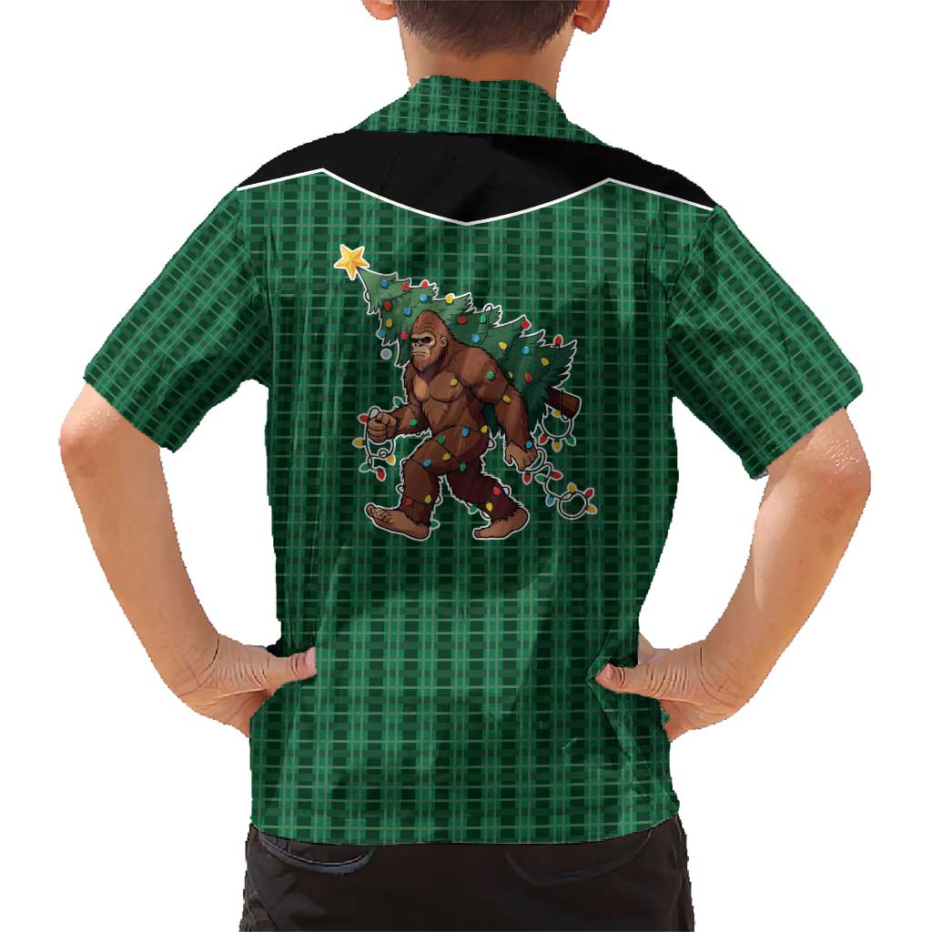 Western Yoke Hawaiian Shirt Bigfoot Xmas Cowboy Style - Wonder Print Shop