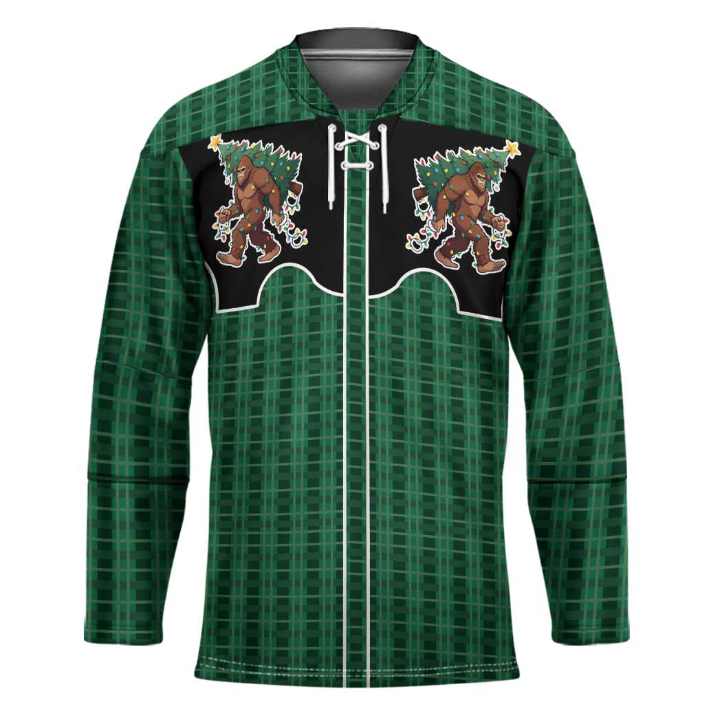 Western Yoke Hockey Jersey Bigfoot Xmas Cowboy Style - Wonder Print Shop
