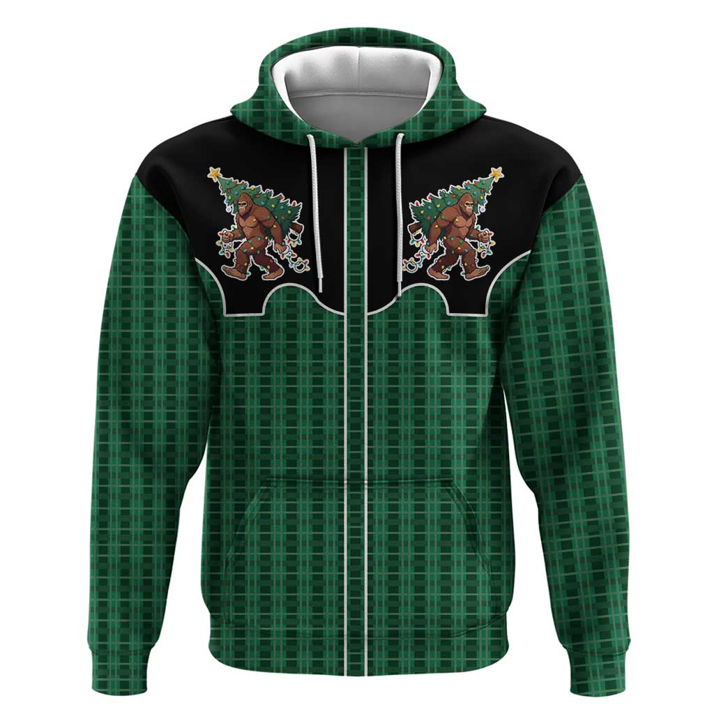 Western Yoke Hoodie Bigfoot Xmas Cowboy Style - Wonder Print Shop