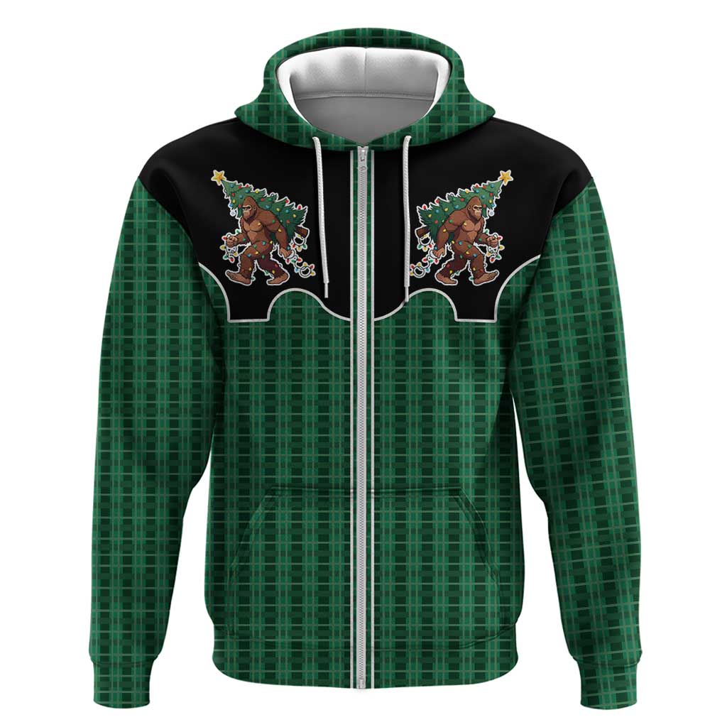 Western Yoke Hoodie Bigfoot Xmas Cowboy Style - Wonder Print Shop