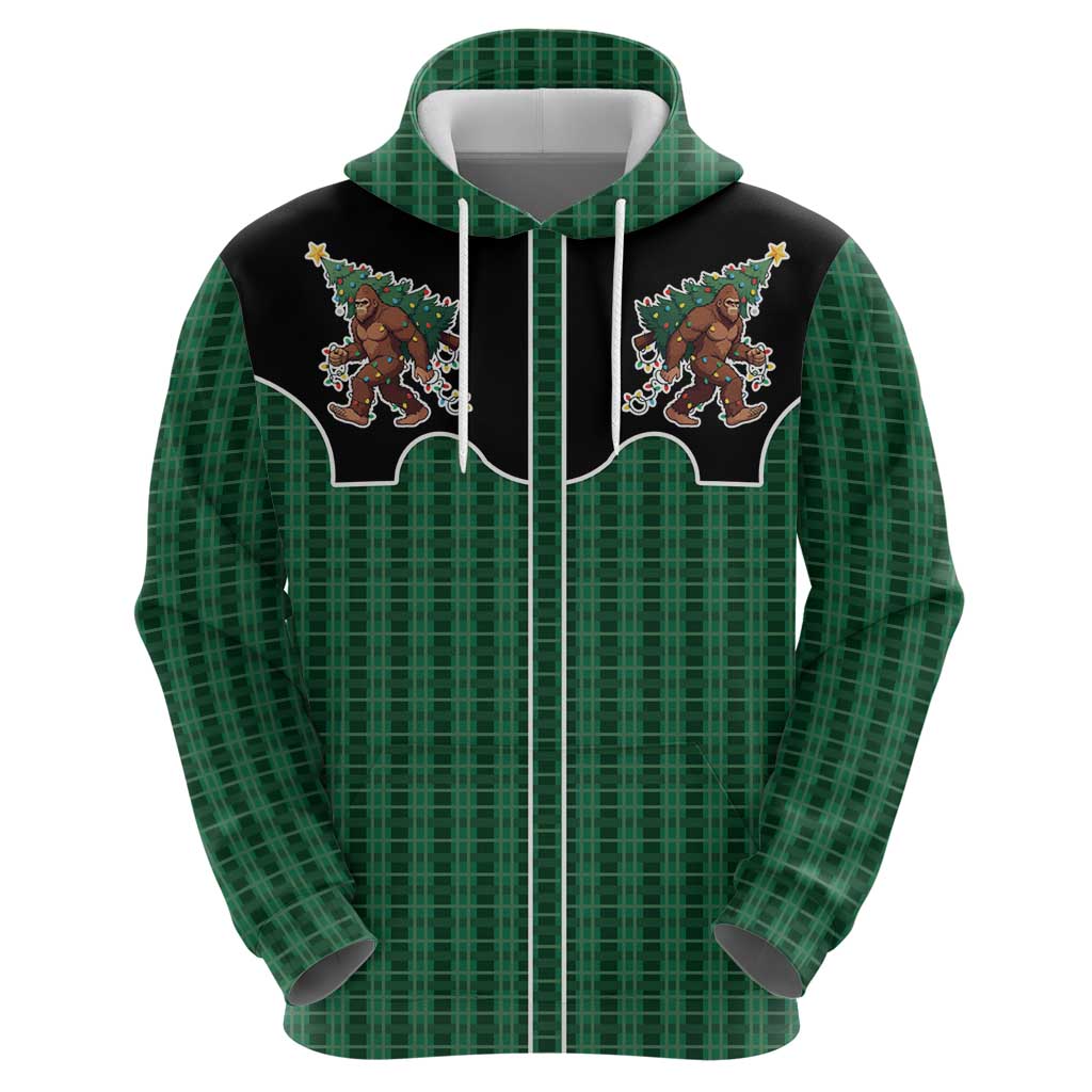 Western Yoke Hoodie Bigfoot Xmas Cowboy Style - Wonder Print Shop