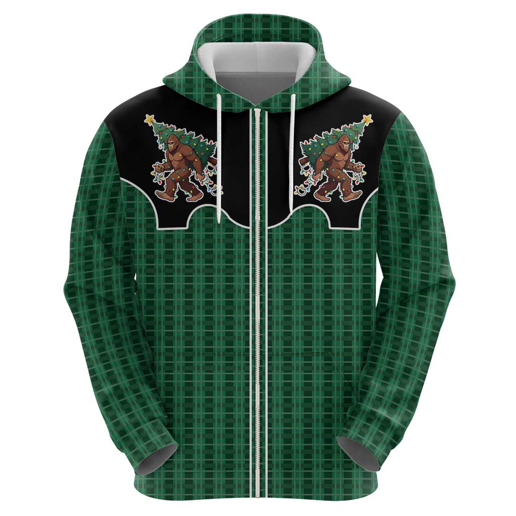 Western Yoke Hoodie Bigfoot Xmas Cowboy Style - Wonder Print Shop