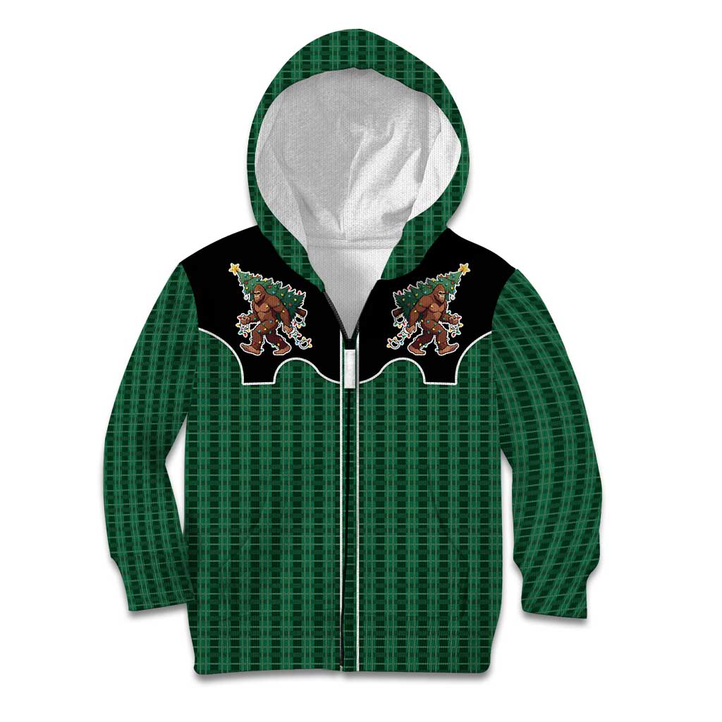 Western Yoke Kid Hoodie Bigfoot Xmas Cowboy Style - Wonder Print Shop