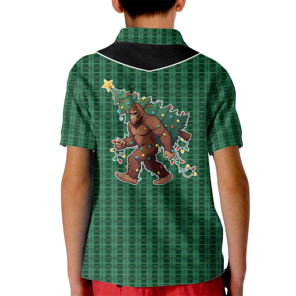 Western Yoke Kid Polo Shirt Bigfoot Xmas Cowboy Style - Wonder Print Shop
