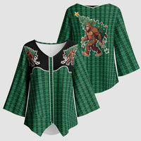 Western Yoke Kimono Sleeve Blouse Bigfoot Xmas Cowboy Style - Wonder Print Shop
