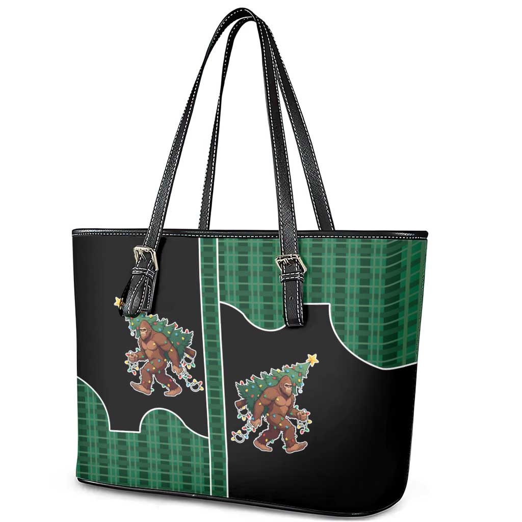 Western Yoke Leather Tote Bag Bigfoot Xmas Cowboy Style - Wonder Print Shop