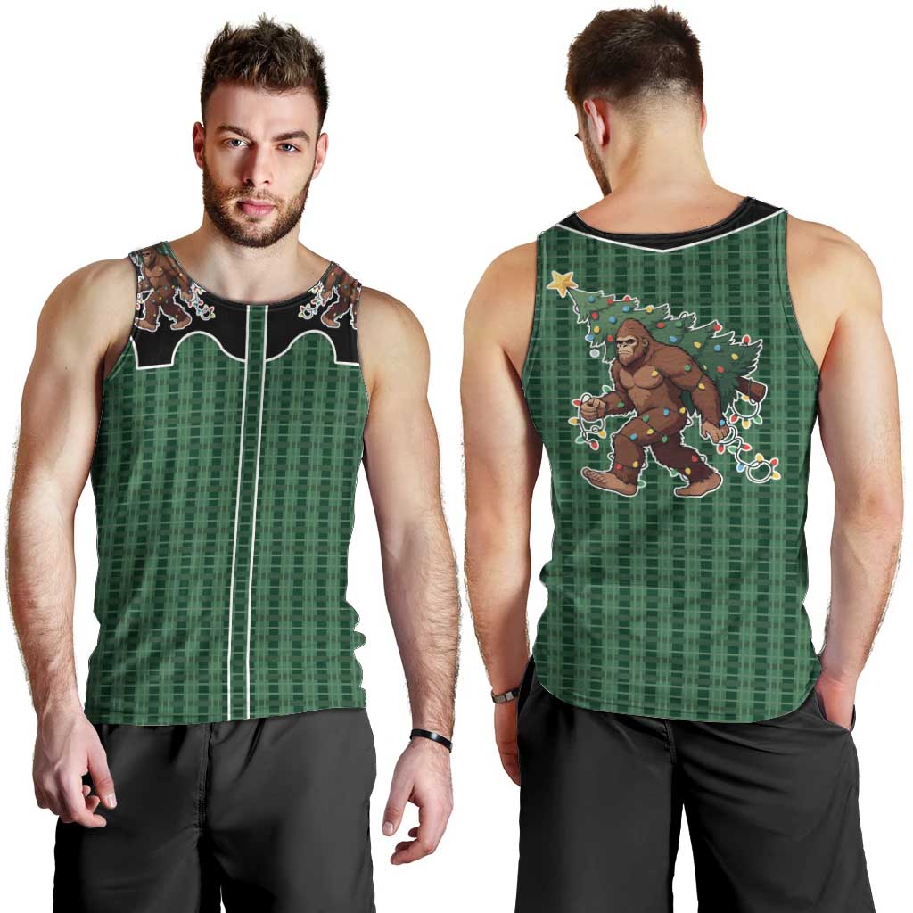 Western Yoke Men Tank Top Bigfoot Xmas Cowboy Style - Wonder Print Shop