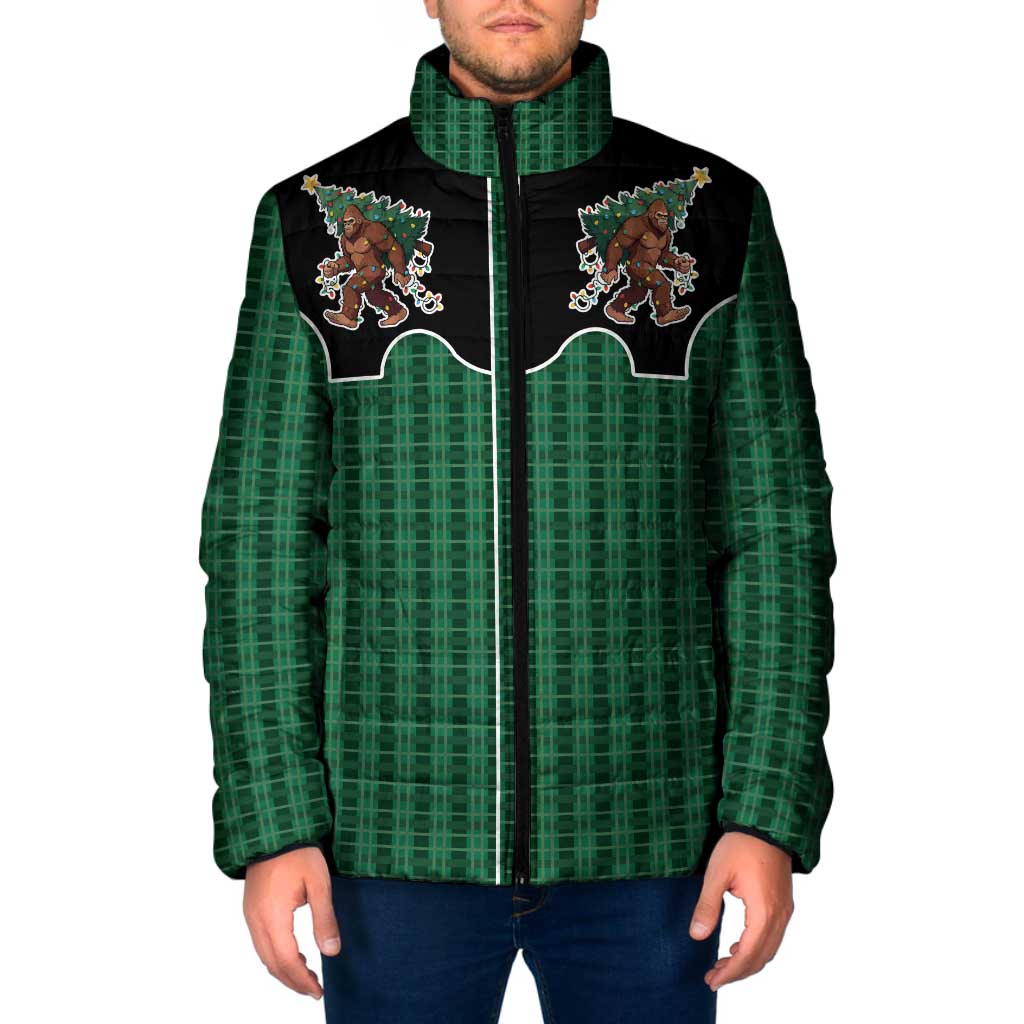 Western Yoke Padded Jacket Bigfoot Xmas Cowboy Style - Wonder Print Shop