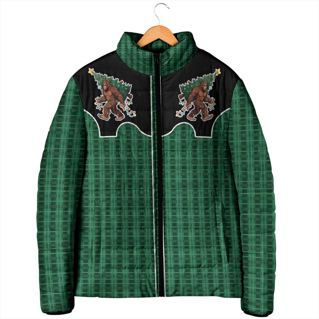 Western Yoke Padded Jacket Bigfoot Xmas Cowboy Style - Wonder Print Shop