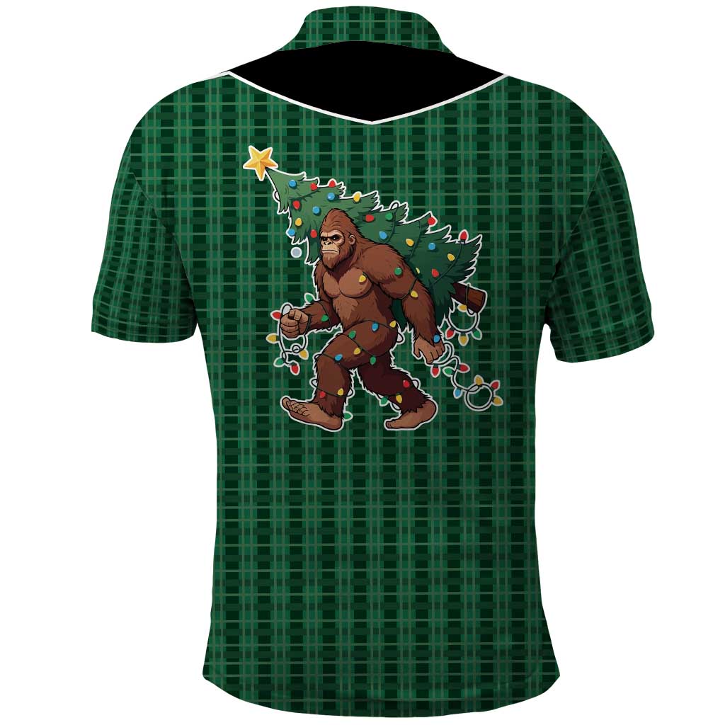 Western Yoke Polo Shirt Bigfoot Xmas Cowboy Style - Wonder Print Shop
