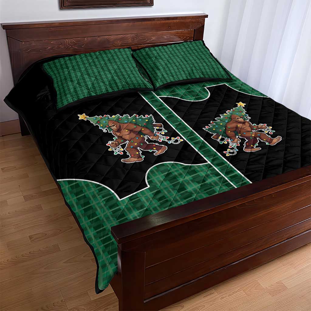 Western Yoke Quilt Bed Set Bigfoot Xmas Cowboy Style - Wonder Print Shop