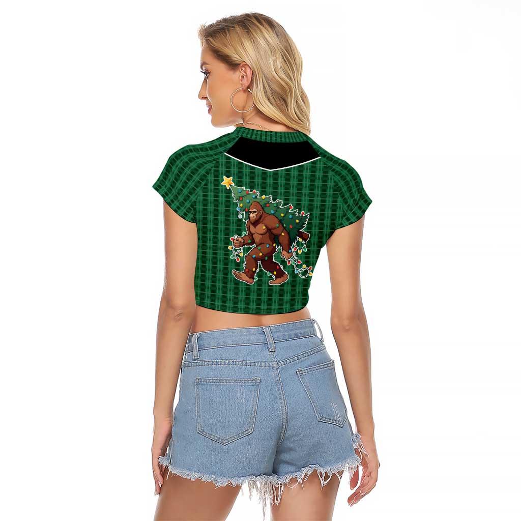 Western Yoke Raglan Cropped T Shirt Bigfoot Xmas Cowboy Style - Wonder Print Shop