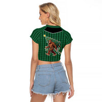 Western Yoke Raglan Cropped T Shirt Bigfoot Xmas Cowboy Style - Wonder Print Shop