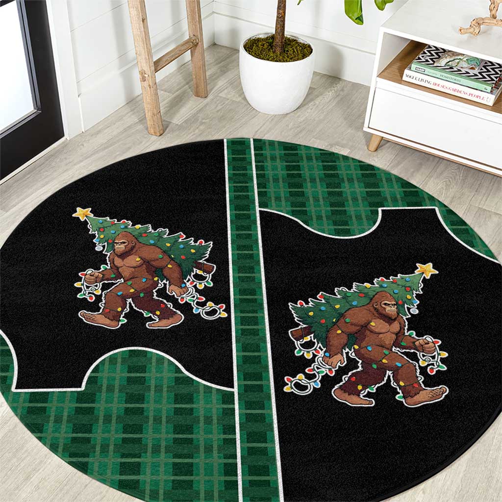 Western Yoke Round Carpet Bigfoot Xmas Cowboy Style - Wonder Print Shop