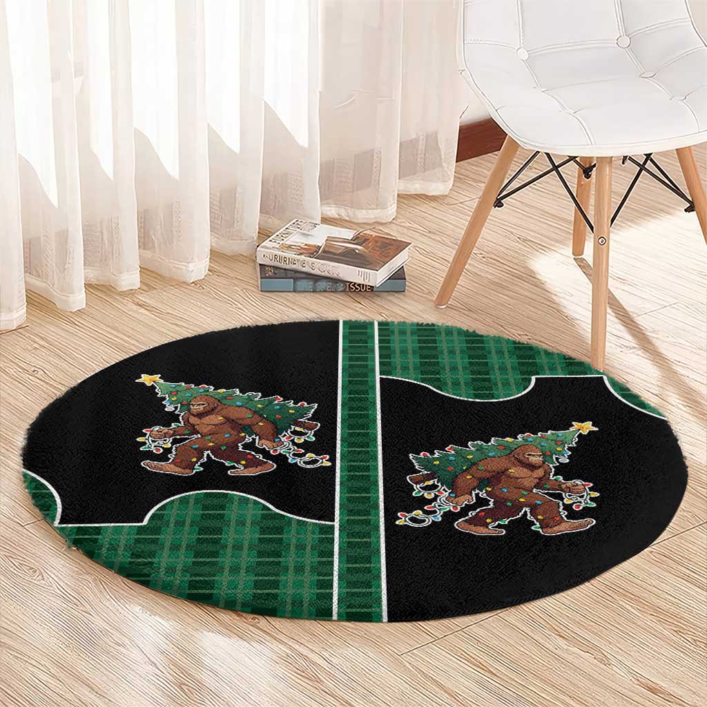Western Yoke Round Carpet Bigfoot Xmas Cowboy Style - Wonder Print Shop