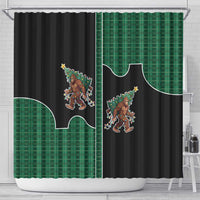 Western Yoke Shower Curtain Bigfoot Xmas Cowboy Style - Wonder Print Shop