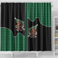 Western Yoke Shower Curtain Bigfoot Xmas Cowboy Style - Wonder Print Shop