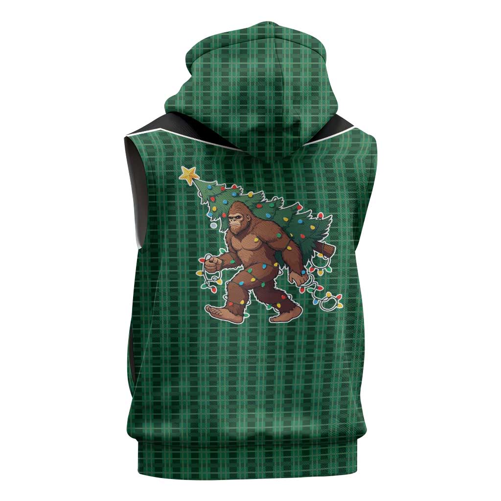 Western Yoke Sleeveless Zip Hoodie Bigfoot Xmas Cowboy Style - Wonder Print Shop