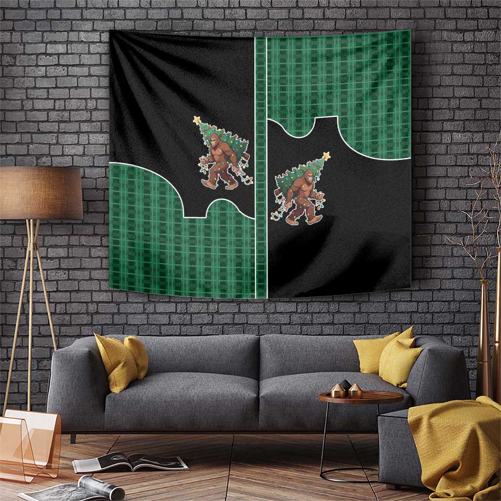 Western Yoke Tapestry Bigfoot Xmas Cowboy Style - Wonder Print Shop