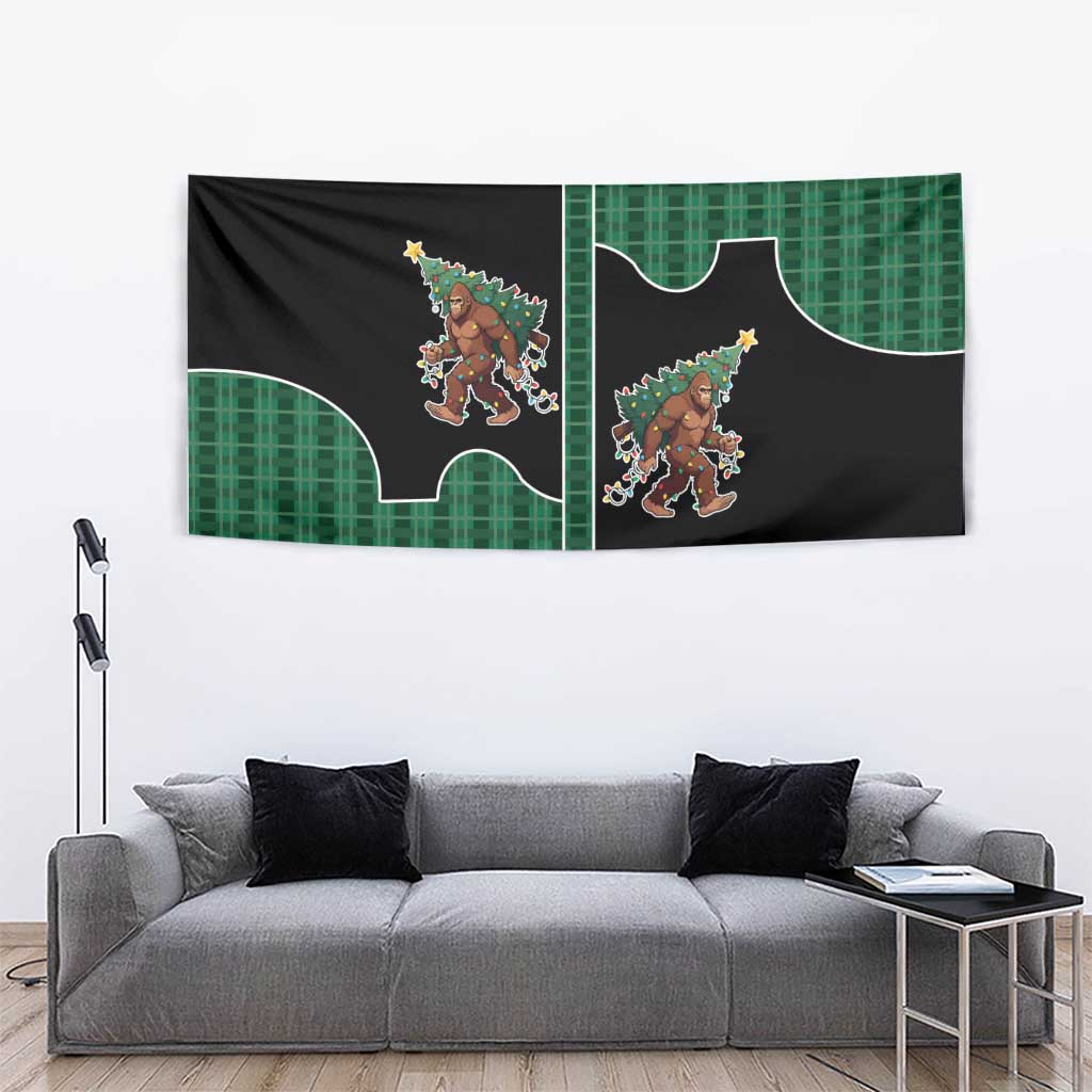 Western Yoke Tapestry Bigfoot Xmas Cowboy Style - Wonder Print Shop