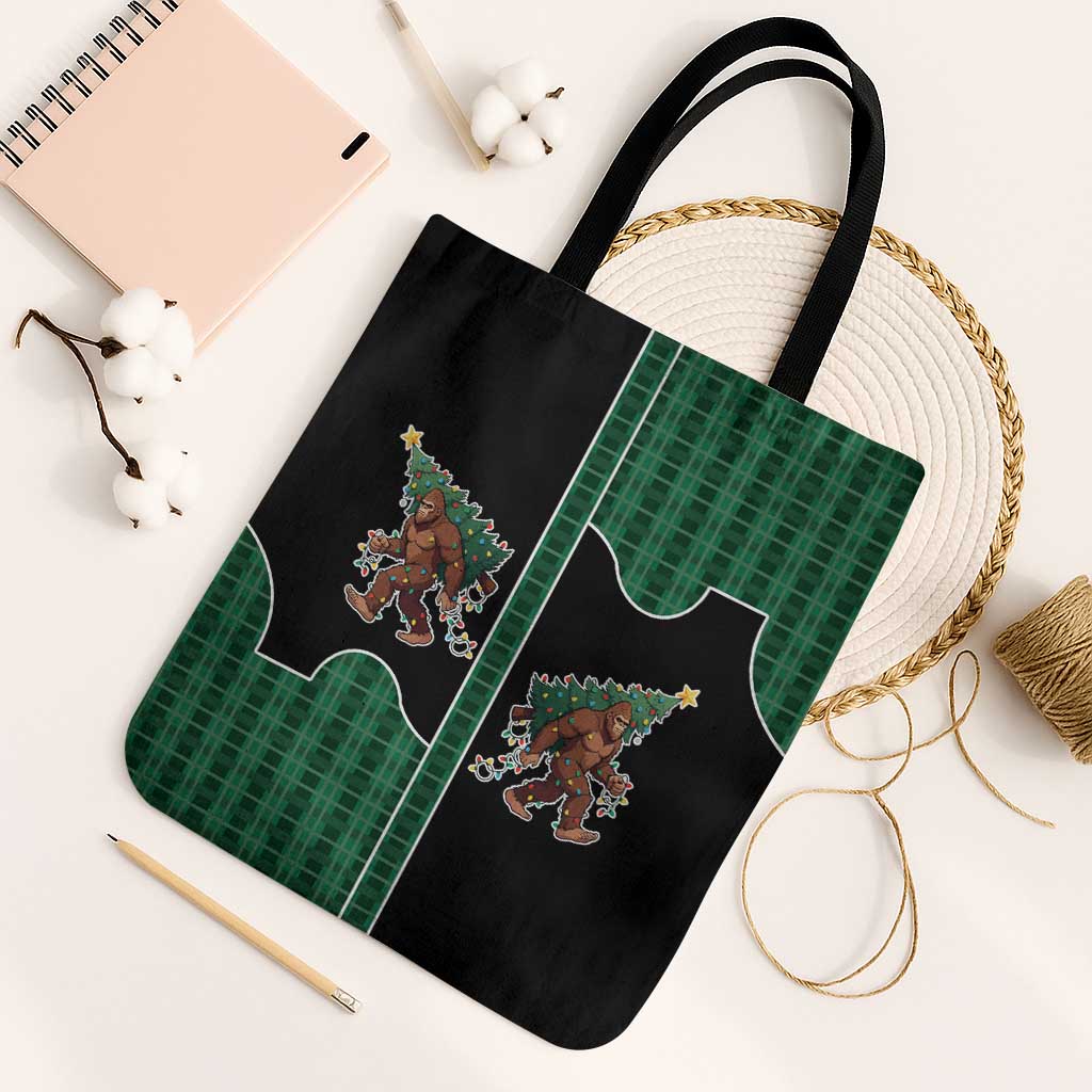 Western Yoke Tote Bag Bigfoot Xmas Cowboy Style - Wonder Print Shop