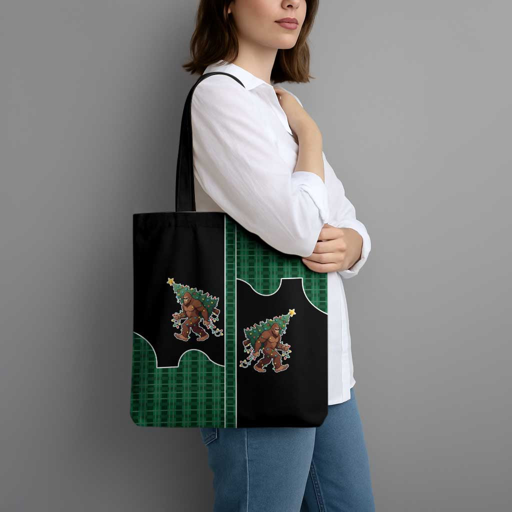Western Yoke Tote Bag Bigfoot Xmas Cowboy Style - Wonder Print Shop