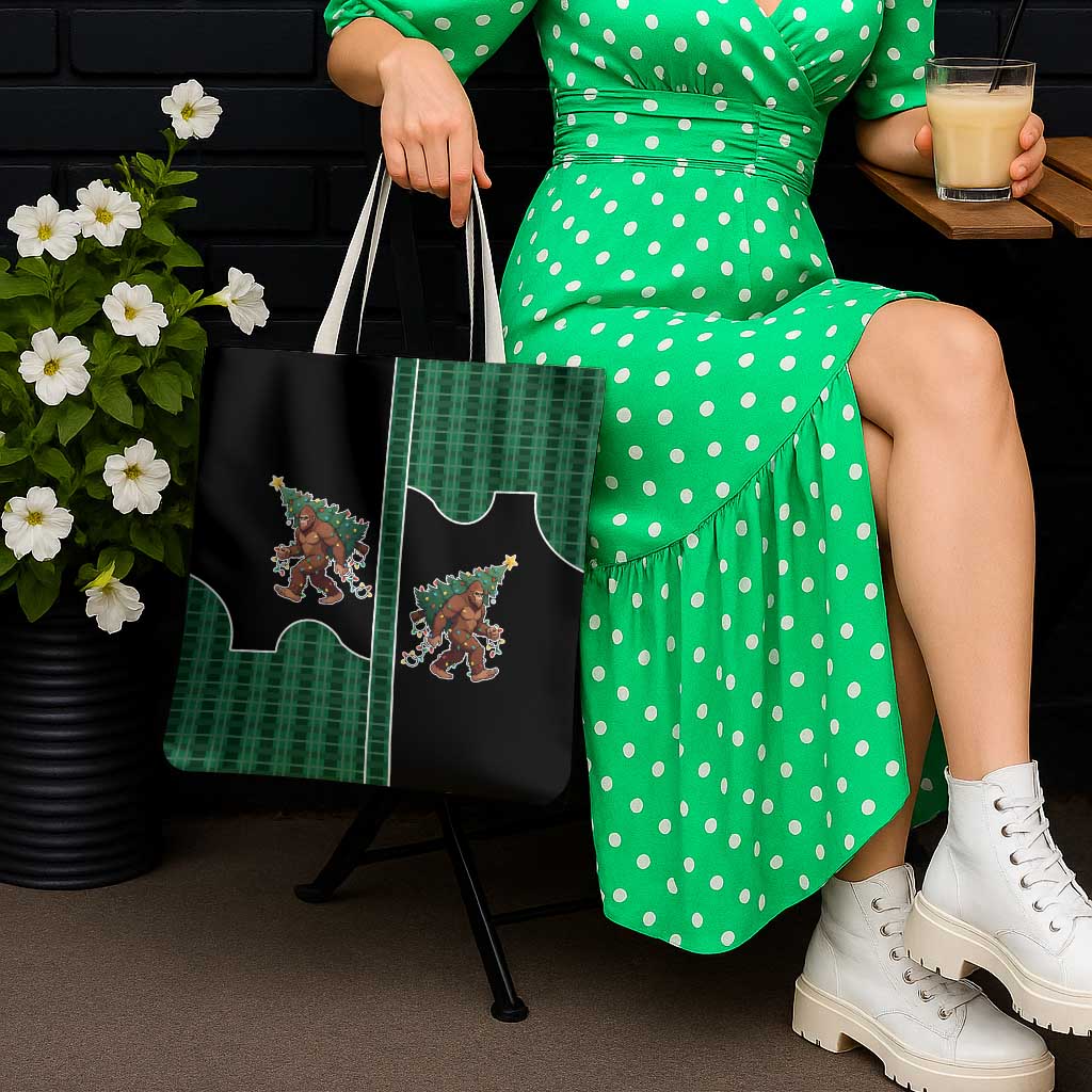 Western Yoke Tote Bag Bigfoot Xmas Cowboy Style - Wonder Print Shop