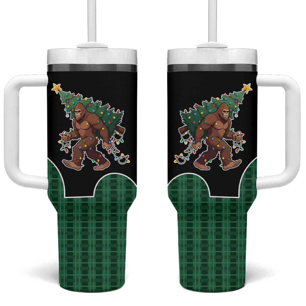 Western Yoke Tumbler With Handle Bigfoot Xmas Cowboy Style - Wonder Print Shop