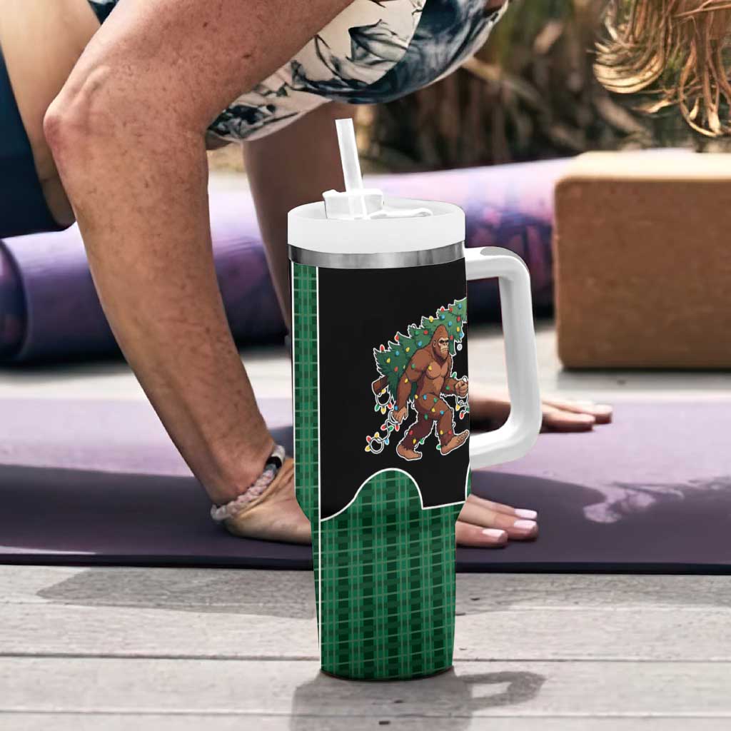 Western Yoke Tumbler With Handle Bigfoot Xmas Cowboy Style - Wonder Print Shop