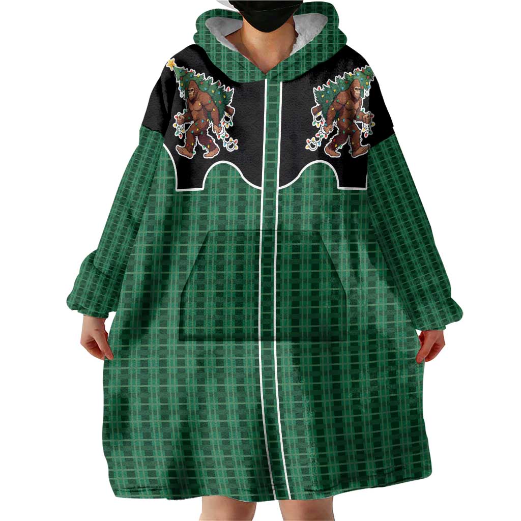 Western Yoke Wearable Blanket Hoodie Bigfoot Xmas Cowboy Style - Wonder Print Shop