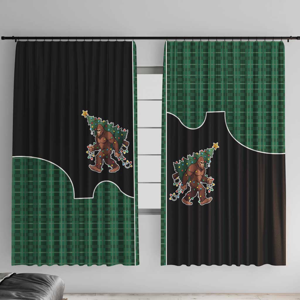 Western Yoke Window Curtain Bigfoot Xmas Cowboy Style - Wonder Print Shop