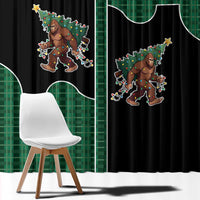 Western Yoke Window Curtain Bigfoot Xmas Cowboy Style - Wonder Print Shop
