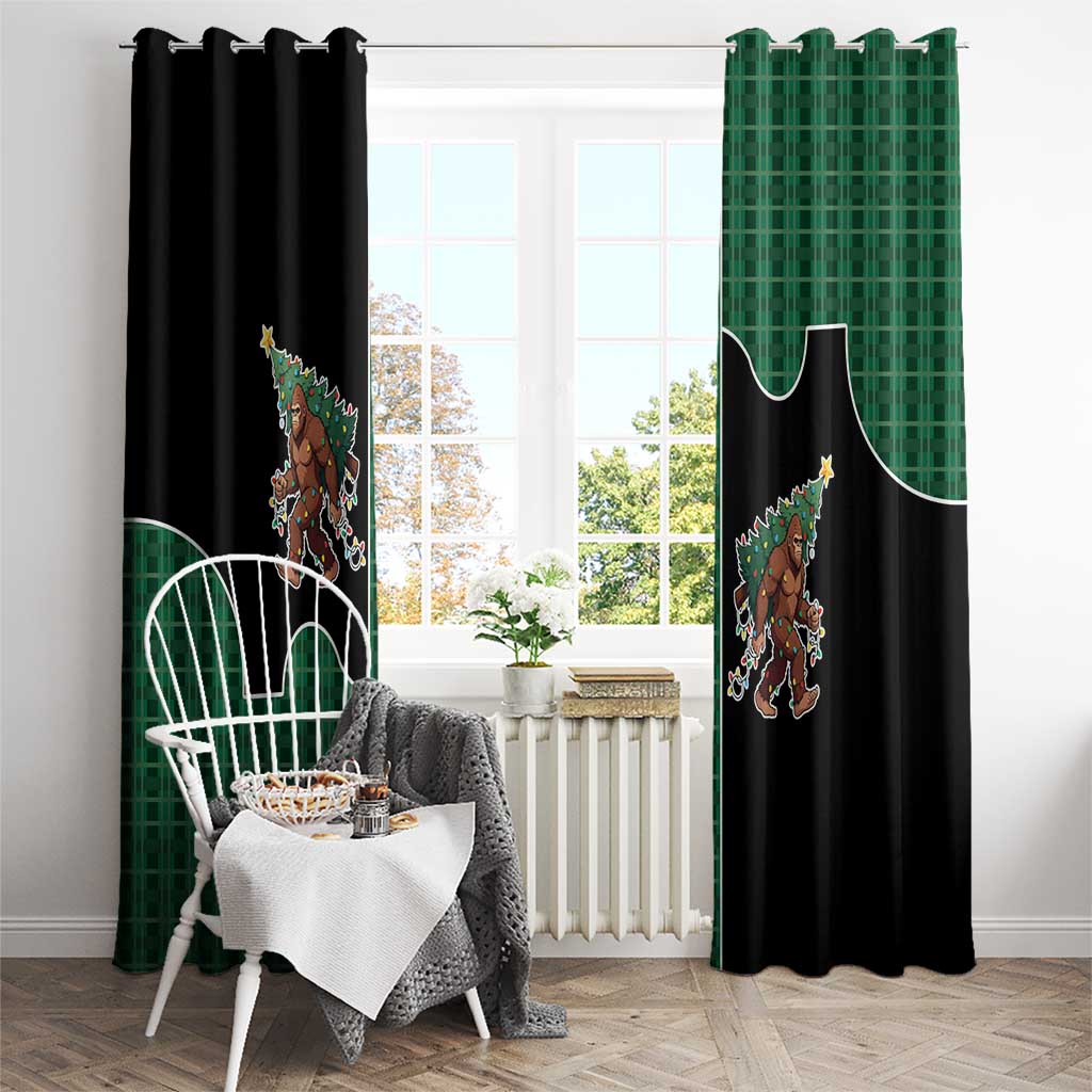Western Yoke Window Curtain Bigfoot Xmas Cowboy Style - Wonder Print Shop