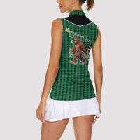 Western Yoke Women Sleeveless Polo Shirt Bigfoot Xmas Cowboy Style - Wonder Print Shop