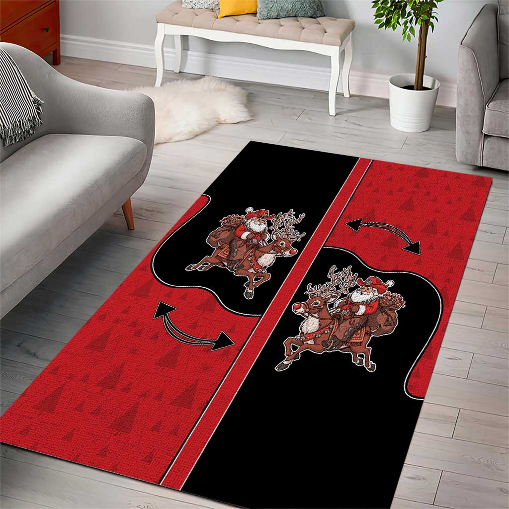 Western Yoke Area Rug Santa Cowboy Style - Wonder Print Shop