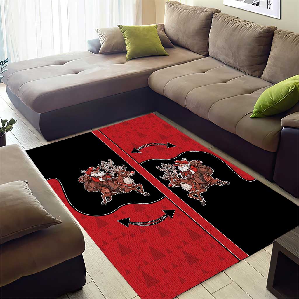 Western Yoke Area Rug Santa Cowboy Style - Wonder Print Shop