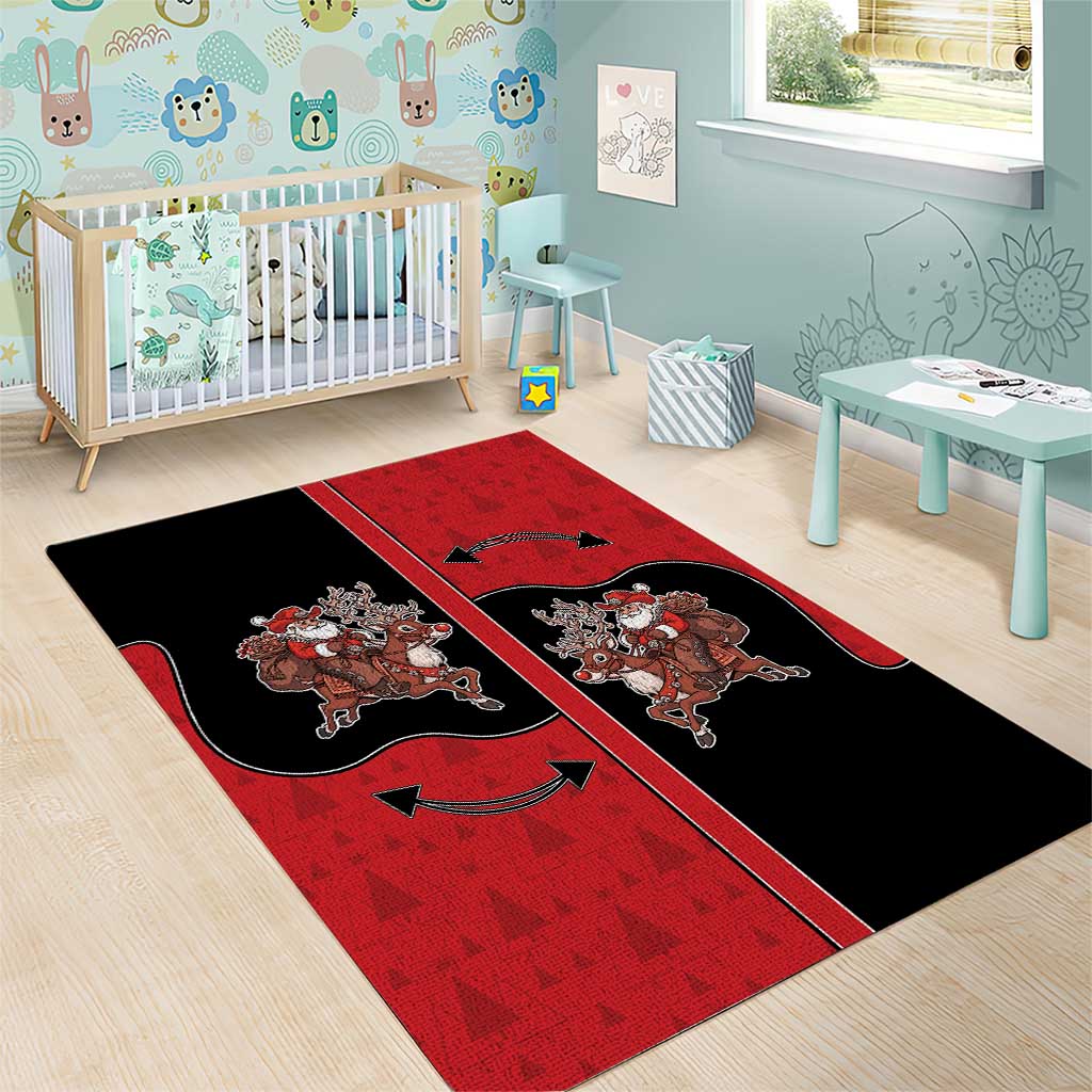 Western Yoke Area Rug Santa Cowboy Style - Wonder Print Shop