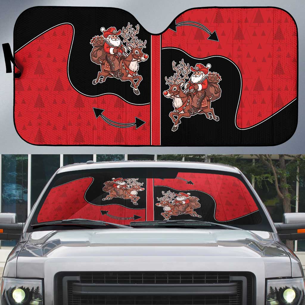 Western Yoke Auto Sun Shade Santa Cowboy Style - Wonder Print Shop