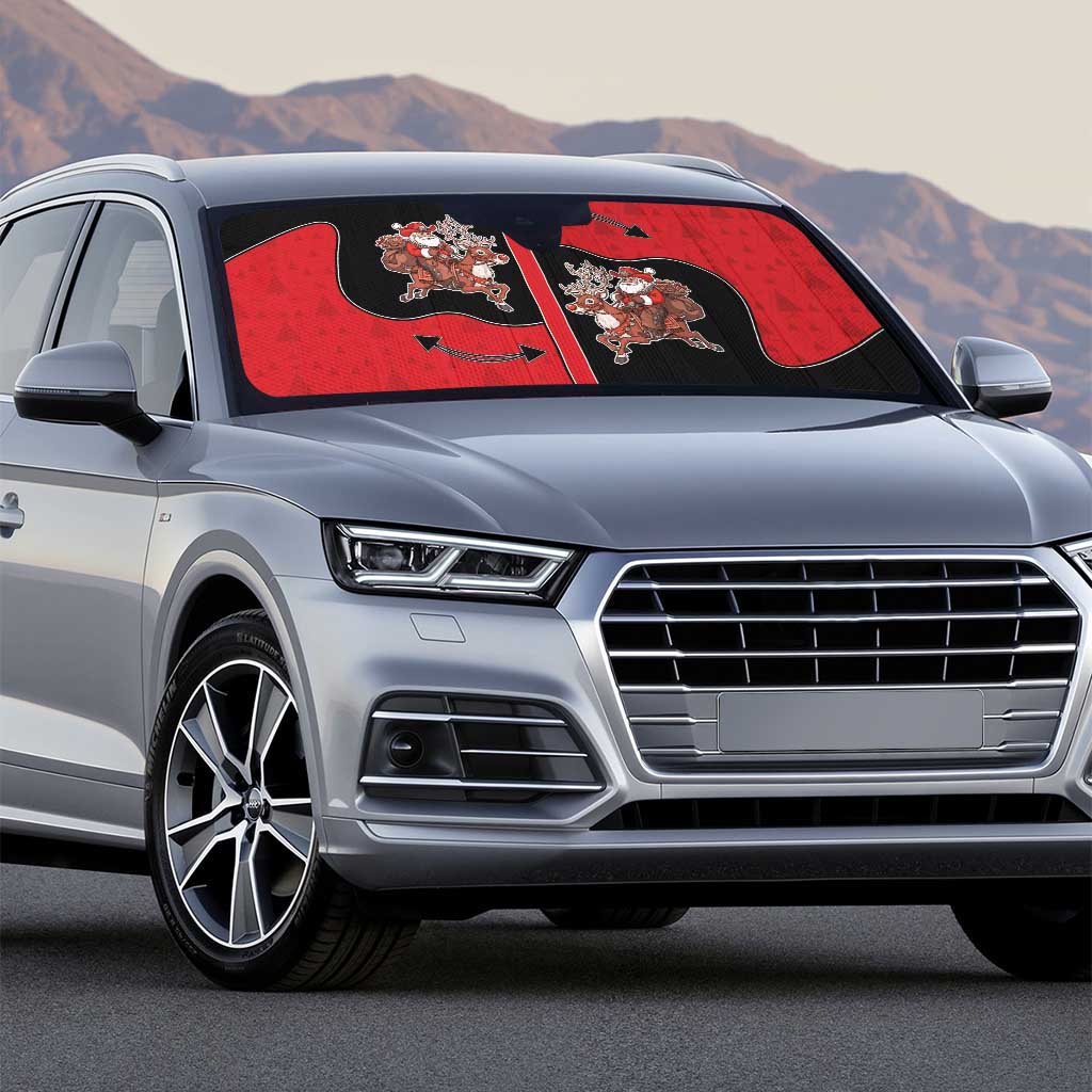 Western Yoke Auto Sun Shade Santa Cowboy Style - Wonder Print Shop