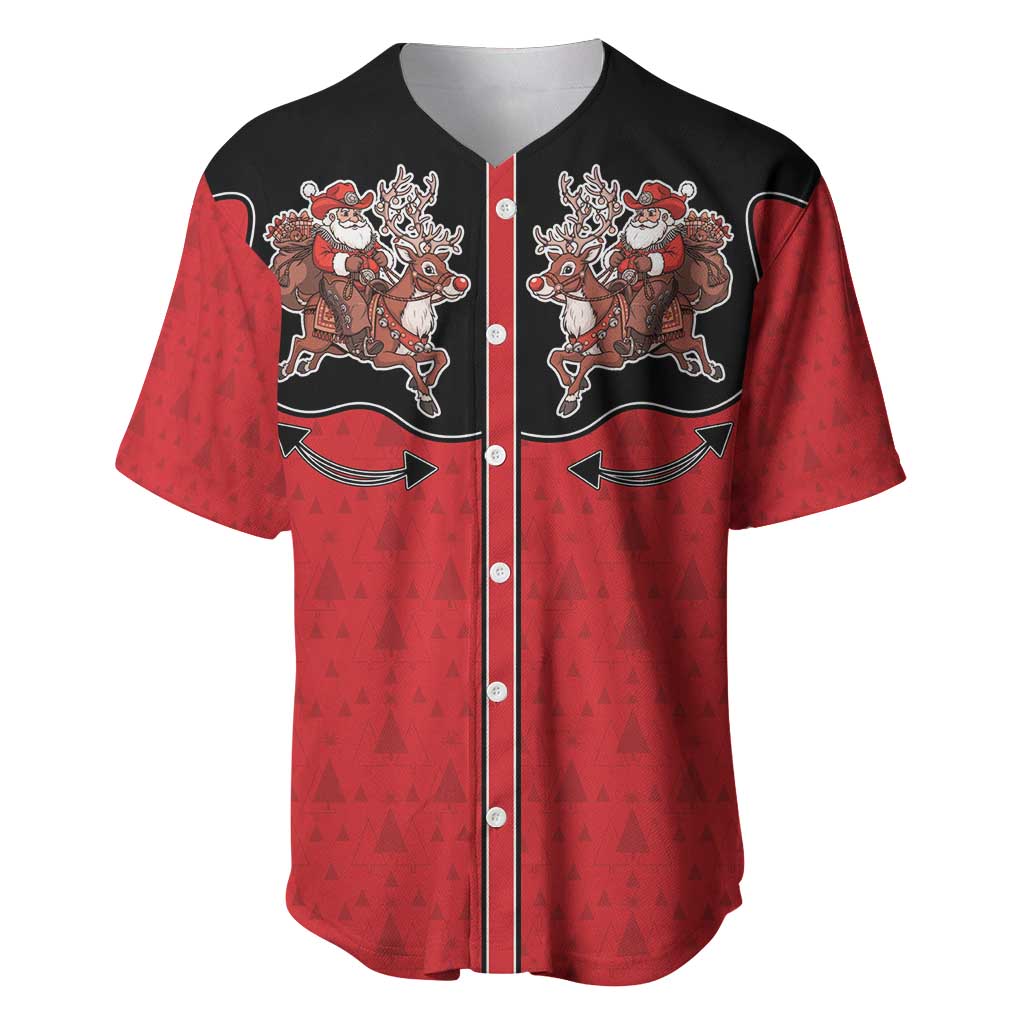 Western Yoke Baseball Jersey Santa Cowboy Style - Wonder Print Shop