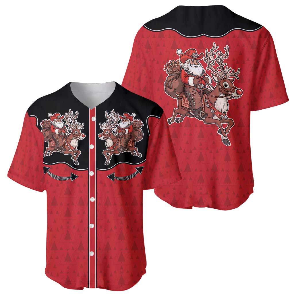 Western Yoke Baseball Jersey Santa Cowboy Style - Wonder Print Shop