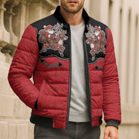 Western Yoke Bomber Puffer Jacket Santa Cowboy Style - Wonder Print Shop
