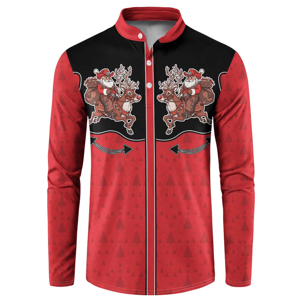 Western Yoke Button Sweatshirt Santa Cowboy Style - Wonder Print Shop