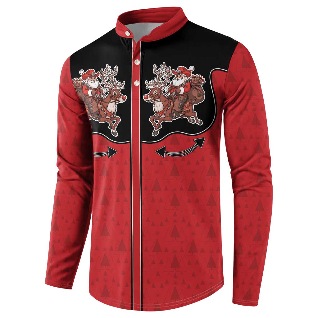 Western Yoke Button Sweatshirt Santa Cowboy Style - Wonder Print Shop