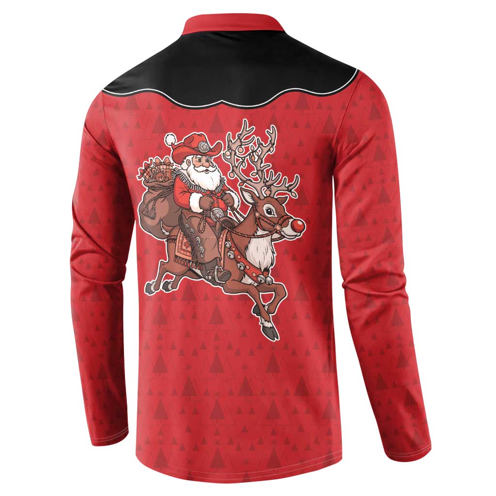 Western Yoke Button Sweatshirt Santa Cowboy Style - Wonder Print Shop