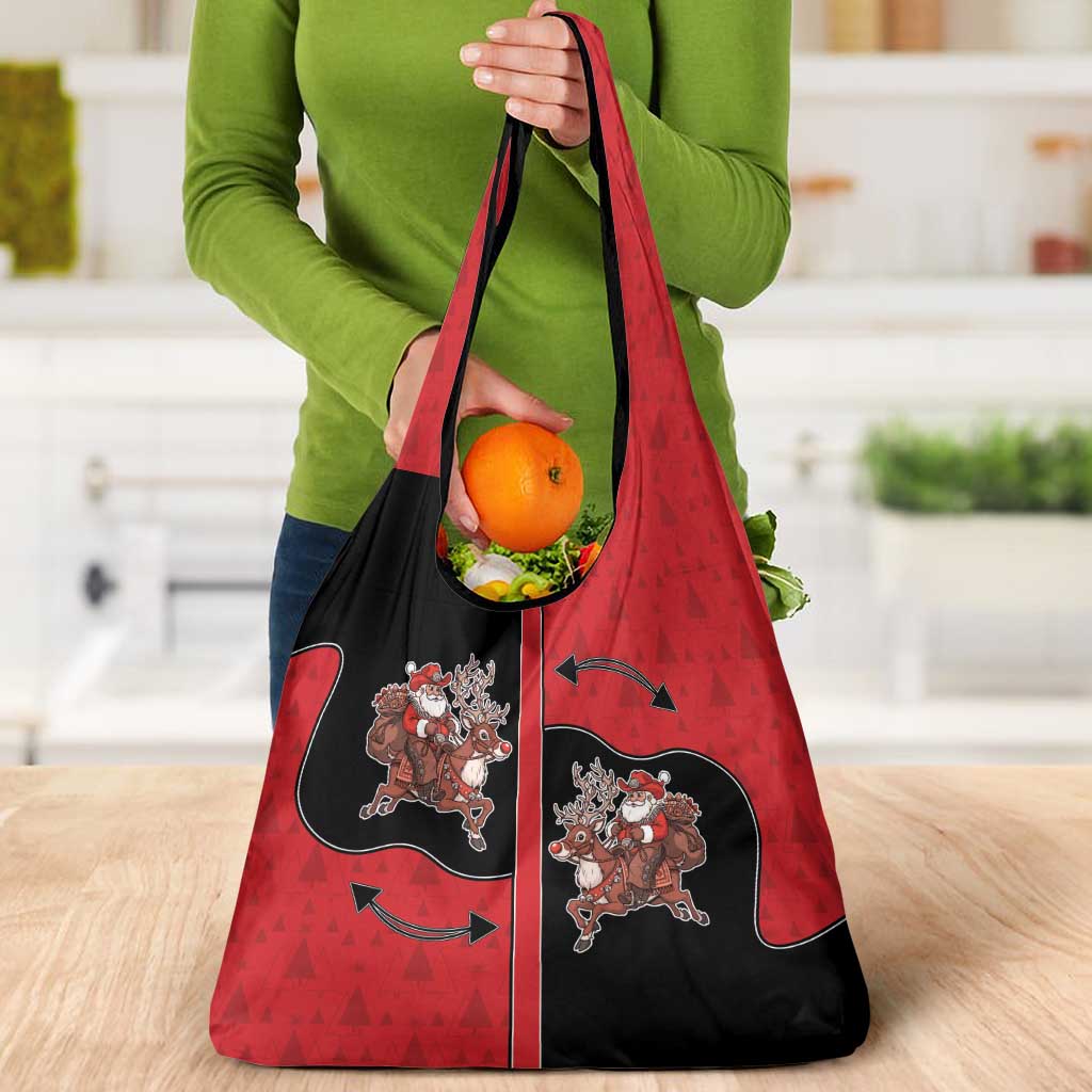 Western Yoke Grocery Bag Santa Cowboy Style - Wonder Print Shop