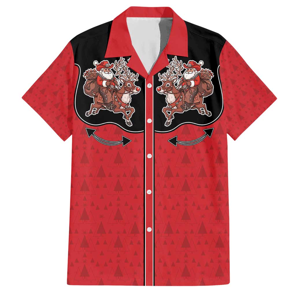Western Yoke Hawaiian Shirt Santa Cowboy Style - Wonder Print Shop